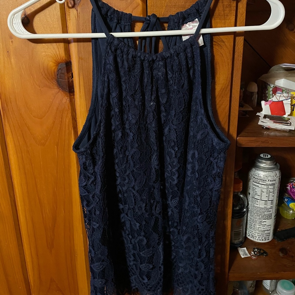 Blue tank top open part back
